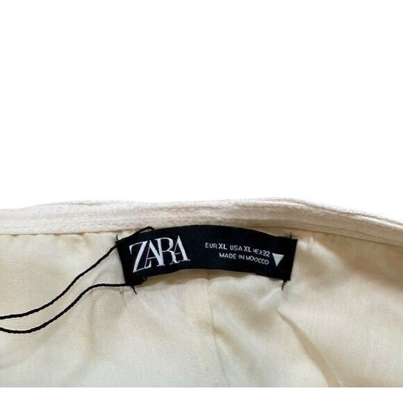 Zara Size XL Strapless Midi Sheath Dress Back Slit Textured Cream New 6929/311 - Picture 5 of 12